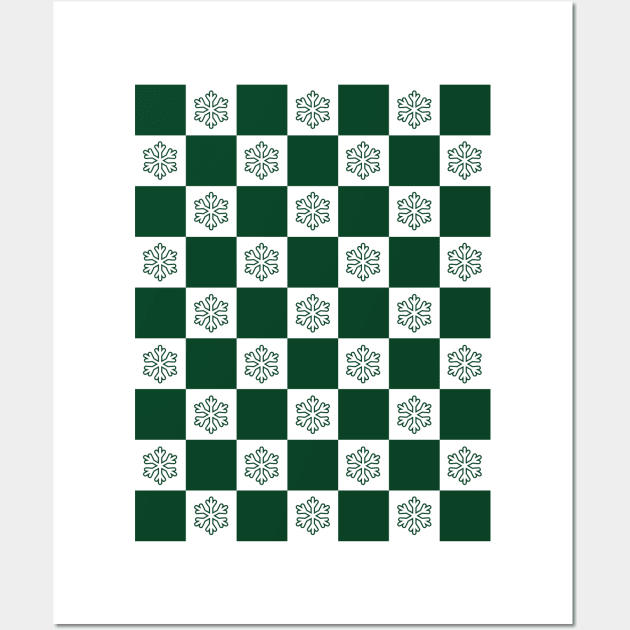 checkerboard snow christmas pattern Wall Art by Hi Project